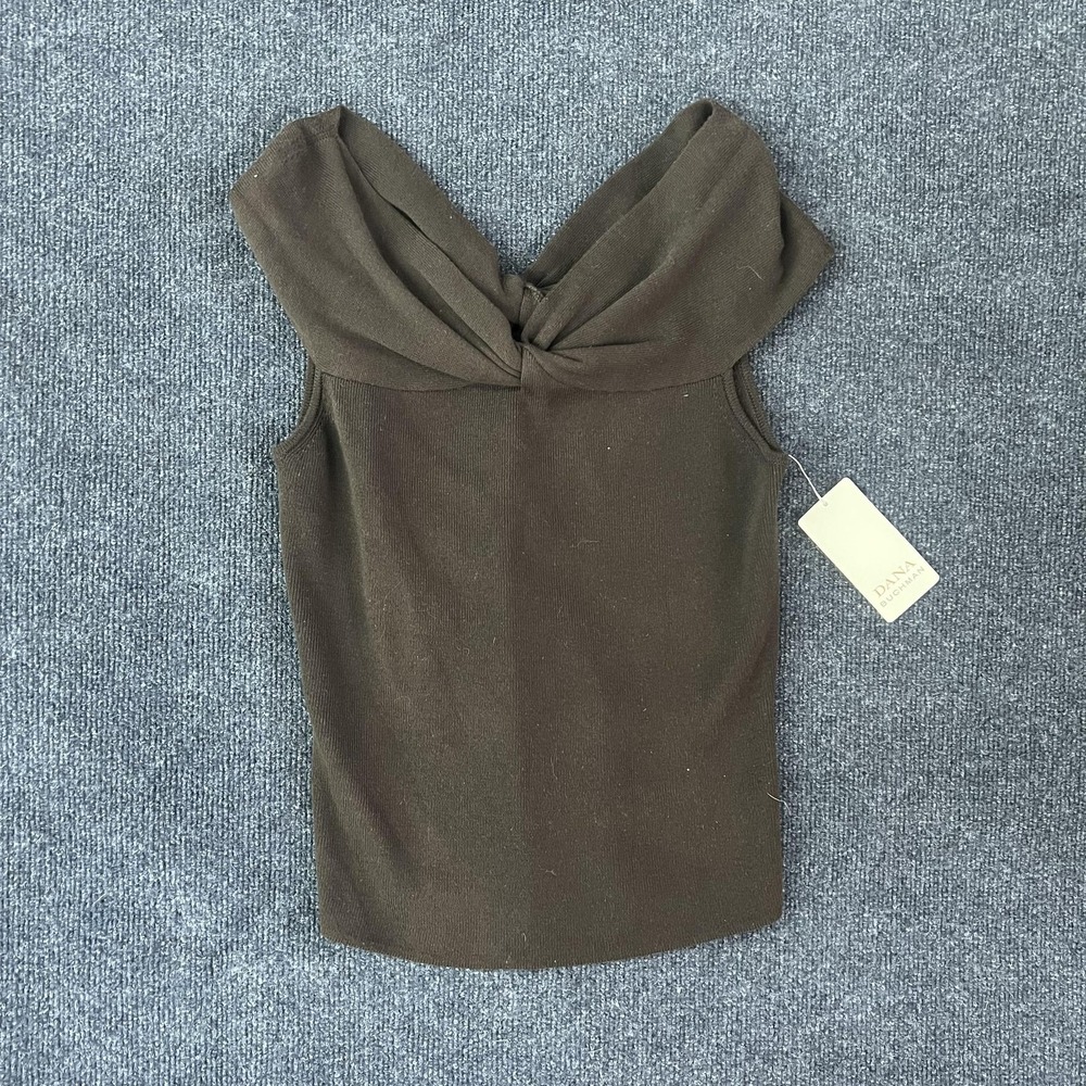 Dana Buchman Tank Top Womens Small Brown Hazelnut Off Shoulder Knit‎ Sleeveless
